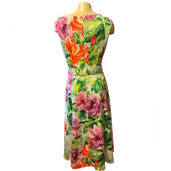 Donna Ricco Green Sundress Short Sleeve Scoop Neck Midi - Picture 2 of 14